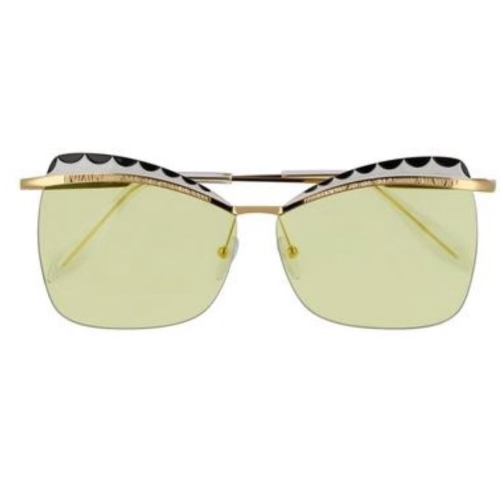 Alexander Mcqueen Am0059s Browed Gold Yellow Lens Sunglasses With Gold Frame